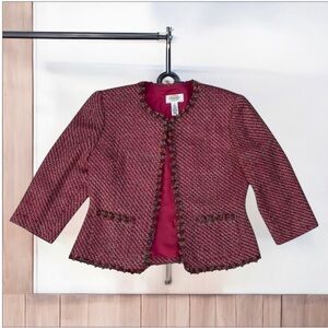 Talbots Petites Silk/Rayon Tweed Woven Cardigan Blazer Jacket 2P USA